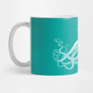 Octopus | Vintage Octopus | Tentacles | Sea Creatures | Nautical | Ocean | Sea | Beach | Teal and White | Mug